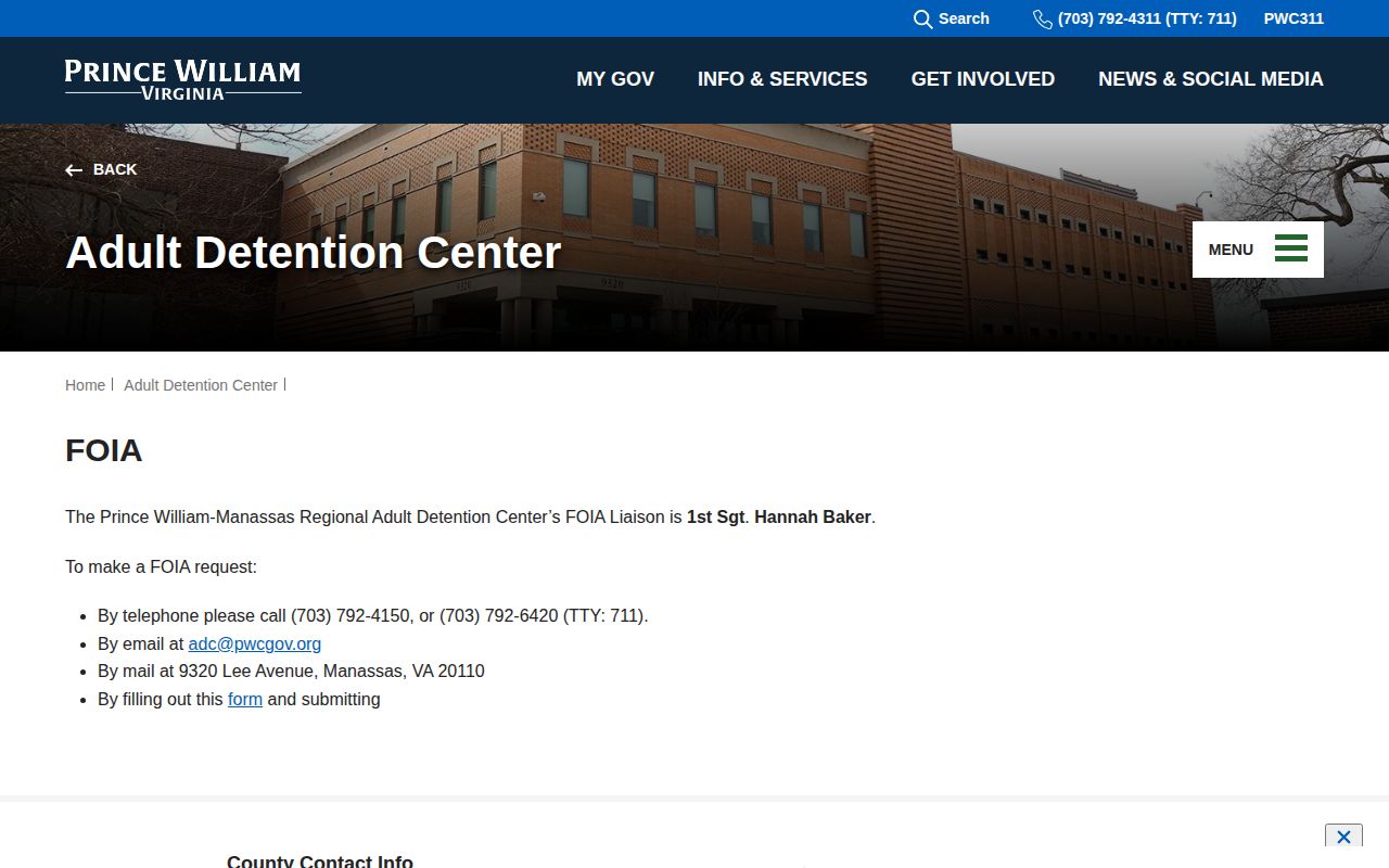 Prince William County release record request channel