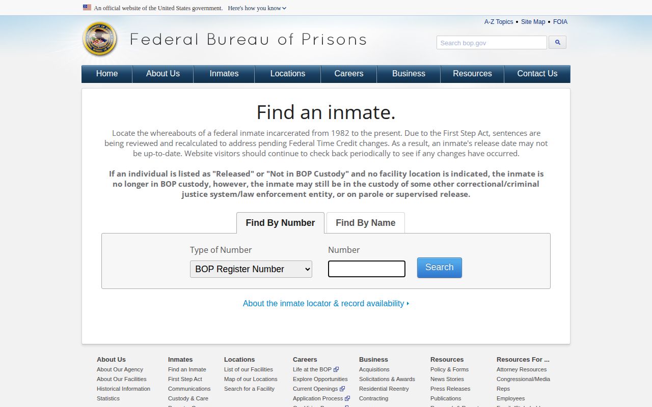 Federal BOP release search for a Prince William case