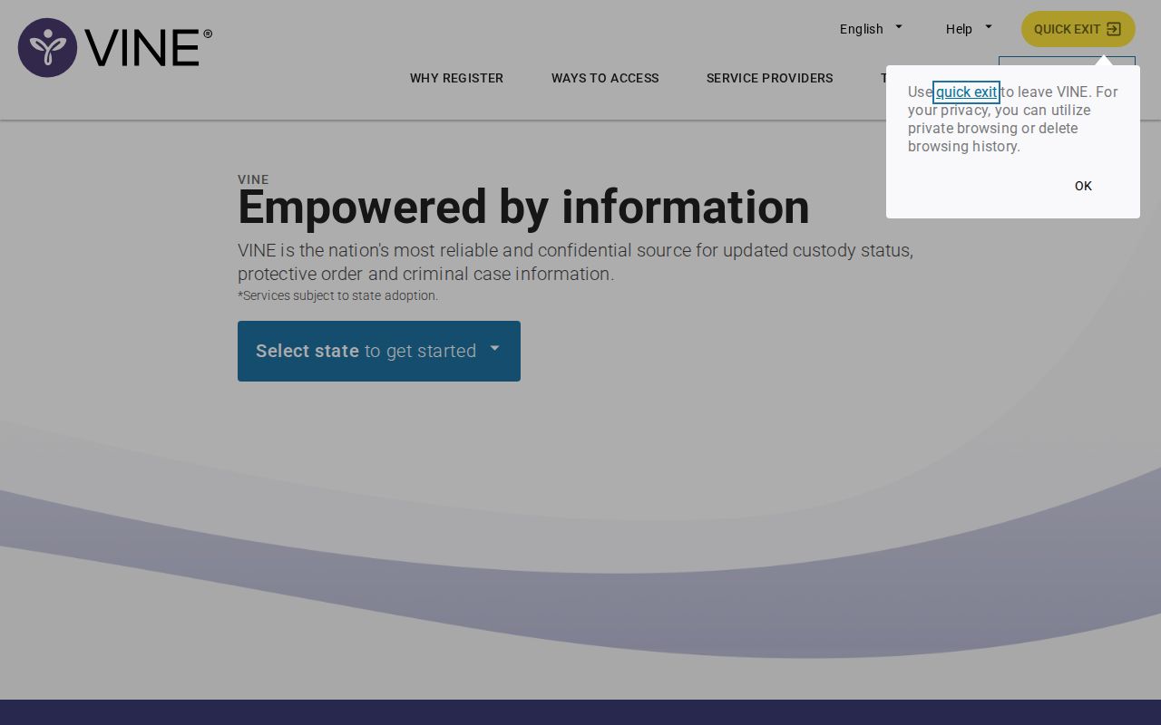 Prince William County VINELink inmate search and release notification interface